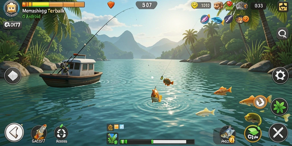 Tampilan gameplay menarik dari GACOR77 yang menggambarkan keseruan memancing.