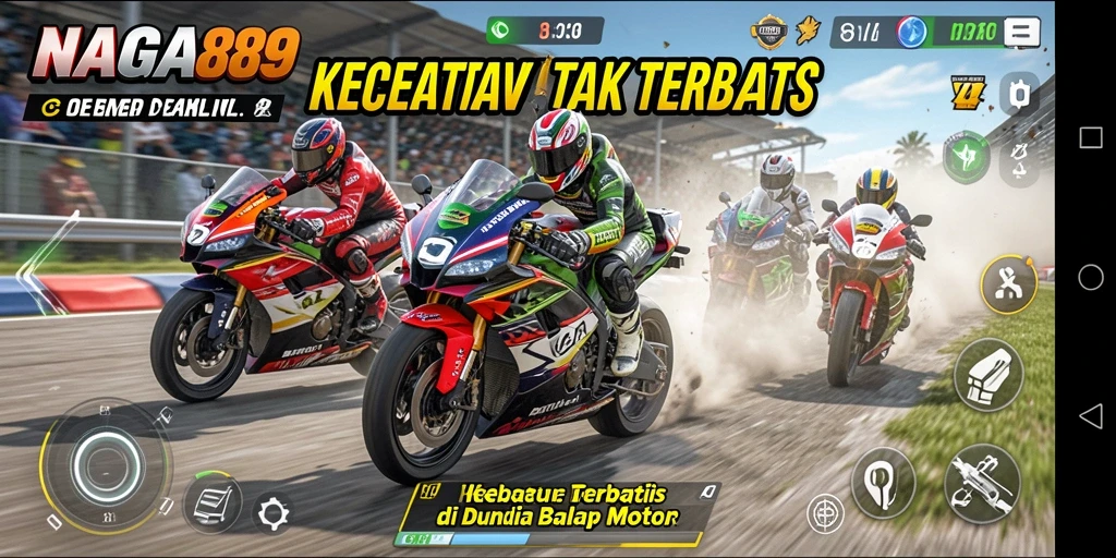 Screenshot menampilkan aksi balapan mendebarkan di NAGA889.