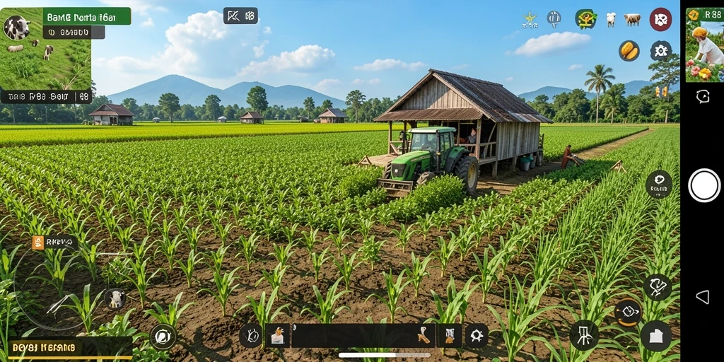 Screenshot RK88 menunjukkan gameplay seru dalam bertani dan mengelola lahan.