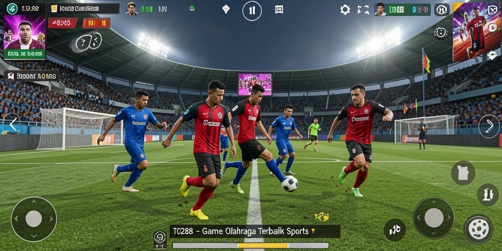 Screenshot TO288 menampilkan aksi seru di lapangan olahraga.